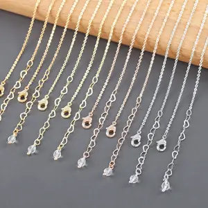 Collier en métal multicolore au Design Simple, chaîne d'extension en forme de cœur pour femmes et filles, bijoux cadeau, 6 pièces/lot, M1094