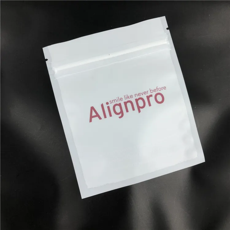 LOW MOQ Digital Printing See Through Clear Plastic Bags for Teeth Aligners Medicine White Mylar Bag with Zipper