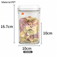 Ensemble de 5 bocaux hermétiques en plastique multi-usages grande capacité avec bouton-poussoir, compatibles lave-vaisselle, design moderne rectangulaire pour cuisine (aliments secs)