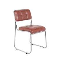 Chaise de bureau moderne de haute qualité à dossier bas et pieds fixes, structure en acier, sans accoudoirs, en cuir PU, empilable et pivotante pour salle de réunion