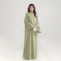 Robe Abaya à col montant Aschulman, design personnalisé, manches cloche, coupe ample et modeste, longue, pour femmes musulmanes, vêtements islamiques décontractés