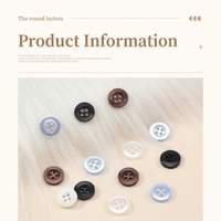 Boutons de chemise fantaisie en résine à 4 trous, lavables, forme carrée/champignon, avec motif logo personnalisé pour manteaux de mode et vêtements quotidiens, pour la couture