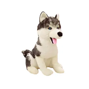 Оптовая продажа, индивидуальная Реалистичная Милая сидячая плюшевая игрушка Сибирский хаски, мягкая игрушка для собак, сувенир