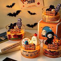 Bougie parfumée en cire de soja pour Halloween, faite à la main, dans un verre, décoration d'ambiance effrayante, ornement, cadeau de fête pour la décoration de la maison