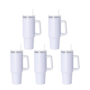 Expédition immédiate, vente flash : Gobelet de voyage isotherme en acier inoxydable blanc de 40 oz, écologique, pour sublimation, avec poignée, maintien thermique 24h - Product Image 5