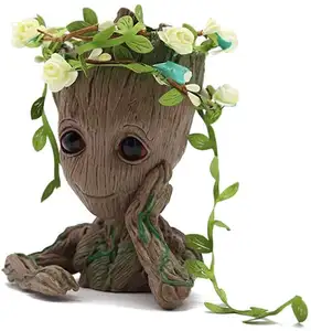 Reçine el sanatları el yapımı bebek Groot kalem kutusu ağaç adam kalem tutucu veya saksı Mini Succulents bitkiler çocuklar için