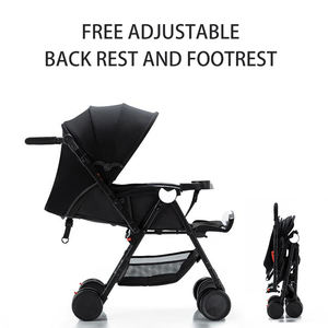 Vente en gros Poussette bébé pliante à quatre roues en lin léger Landau tricycle personnalisé avec vélo à bas prix - Product Image 2