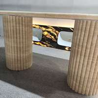Modernes Luxuriöses Natürliches Ovales Travertin-Esstisch-Set Modernes Design Wohnzimmermöbel Marmor-Esstisch-Set für 8 Personen