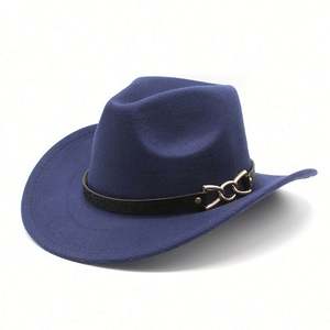 Sombrero Vaquero Occidental de Moda para Hombre y Mujer, con Cadena y Hebilla Metálica, para Otoño e Invierno - Product Image 5