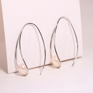 KAMMY 7-7.5mm Boucles d'oreilles en perles naturelles à la mode Boucles d'oreilles exagérées en argent sterling 925 plaqué rhodium/platine pour enfants - Product Image 4