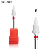 WELLSTRY – foret à ongles en céramique blanche, étiquette personnalisée, forme conique, pour e-file