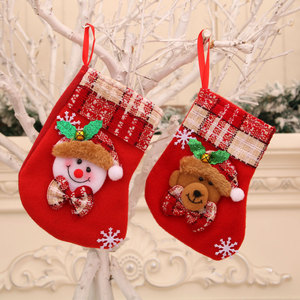 Christmas decorations, small red velvet Christmas stockings with <b>bells</b>, Santa Claus stockings, Christmas ornaments. - Product Image 4