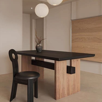 Table à manger moderne en bois massif de style mid-century, bureau rectangulaire multifonctionnel nordique pour appartement et hôtel