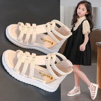 Sandales Filles Tendance Été 2025 à Bout Ouvert | Style Princesse Bébé Romain | Semelle Souple Antidérapante en PVC | Parfaites pour Fête et Tenue Décontractée