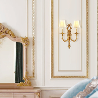 Lampe murale LED en laiton européen pour salon, éclairage d'intérieur, lumière de bougie pour la maison, chambre à coucher, chevet