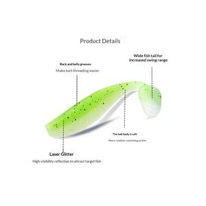 1 pièce Leurre de pêche souple flottant en TPR <span class=keywords><strong>35</strong></span>-75mm 0.3-2.8g, type Swim Bait à queue de pagaie et queue en T, pour Saumon, Brochet, Tilapia, en ruisseau, lac, rivière - Product Image 5