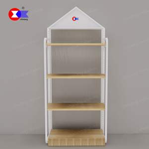 MINISO Nuevos estantes de estructura de metal y madera Tienda de comestibles de un dólar Grandes almacenes Estantes colgantes de mercancía - Product Image 2