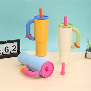 Bouteille d'eau étanche en acier inoxydable tasse à vide à double paroi isolée gobelet de 40oz avec poignée paille à rabat - Product Image 2