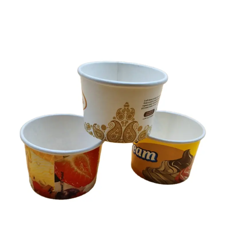 Eco friendly disposable ice cream packaging ice cream container tubs with lid paper ice cream cup