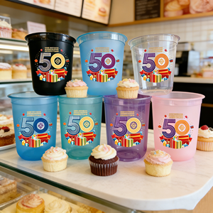 Gobelets en plastique jetables transparents givrés en PP en forme de U de 14oz, 16oz, 380ml, 500ml avec couvercle, personnalisables avec logo de blason de mariage, pour Bubble Tea, Lait et Boba - Product Image 1
