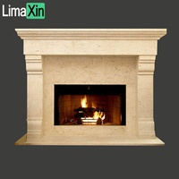 Manteau de cheminée en quartz beige propre, design moderne, pour décoration d'intérieur,
