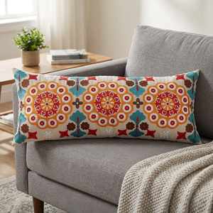 ปลอกหมอนลายดอกไม้สไตล์ suzani ดีไซน์ยาวสำหรับตกแต่งบ้านและโรงพยาบาล - Product Image 2