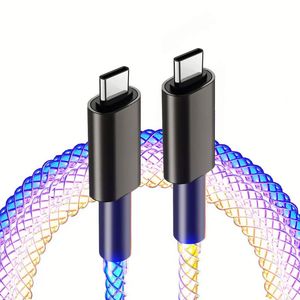 สายดาต้า RGB USB-C to USB-C สำหรับรถยนต์ ไฟเรืองแสงไล่เฉดสี ชาร์จเร็ว 6A เหมาะสำหรับสายดาต้า Android Type-C - Product Image 1