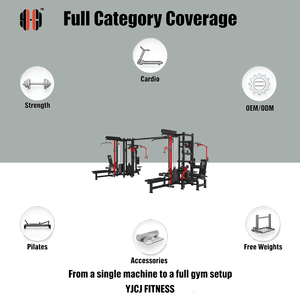 Sistema de fuerza para gimnasio de ocho estaciones de acero, con estantes dobles, pilas de pesas, accesorios para cables y módulos de press, para uso comercial - Product Image 3