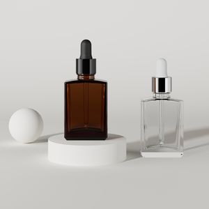 Bouteille d'huile à barbe en verre épais de couleur personnalisée givrée de 1 Oz 50ml 100ml d'huile essentielle carrée avec boîte d'emballage - Product Image 6