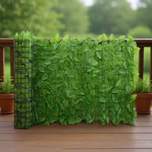 Paravent de balcon en plantes artificielles, clôture décorative extérieure en polyéthylène vert pour l'aménagement paysager et la terrasse - Product Image 2