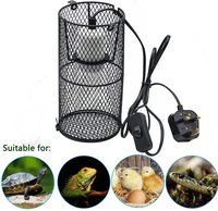 Lampe chauffante pour reptiles 27W avec cage de sécurité en maille, support anti-brûlure, prise AU EU UK US pour tortue, lézard, oiseau, poussin, terrarium
