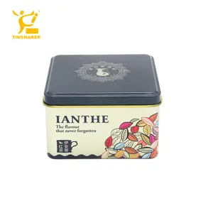 Lata de té de hojalata personalizada de fábrica, lata de té de lujo, lata de té rectangular noble