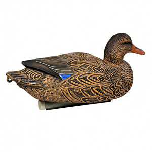 Señuelo flotante de pato mallard hembra realista con acabado engradado grueso y en relieve, quilla ancha, atrayente de aves acuáticas para estanques y jardines, decoración exterior - Product Image 1