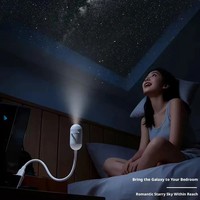 Mini Proyector de Estrellas 2 en 1, Lámpara Nocturna de Cielo Estrellado, Lámpara Ambiental de Diseño Moderno y Minimalista, Alimentada por USB para Dormitorio
