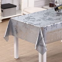 Nappe en PVC translucide décorative argentée RNPT, imperméable et résistante à l'huile, pour table de banquet