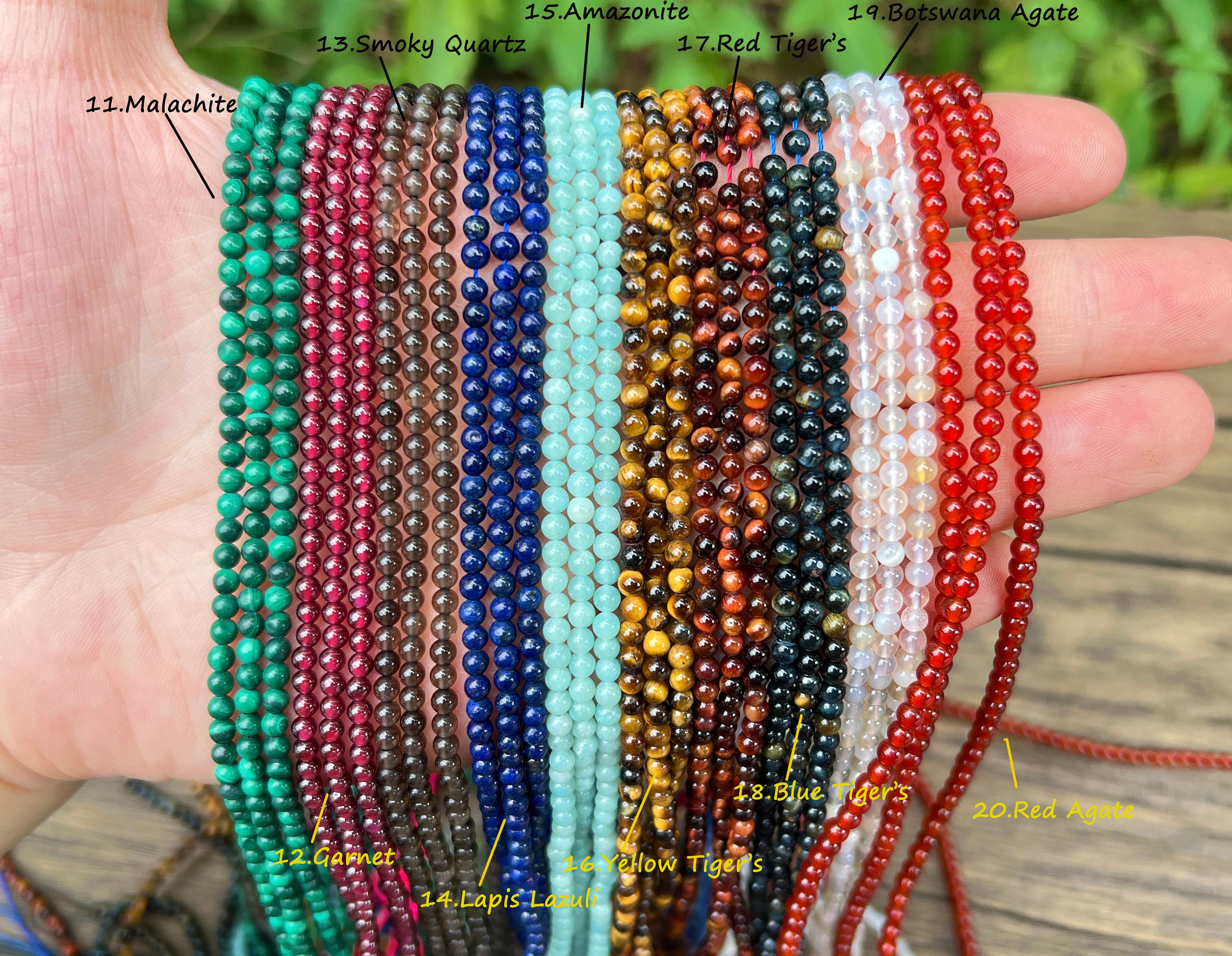 Natural Gemstone Round Beads 2mm/3mm/4mm Smooth Round Beads Amethyst/Rose Quartz More Choose Round Beads for Jewelry Making