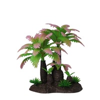Ornement d'aquarium en forme de palmier artificiel en plastique, base en résine lestée, cachette pour poissons, décor multicolores