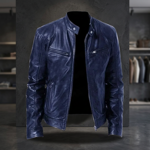 Fashionable BS International Unisex Casual Winter <b>Racer</b> <b>Jacket</b> Canvas 100% Original Sheep Calf Leather Waterproof Windproof - Product Image 1