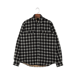 Camicie e Giacche Trapuntate in Flanella <span class=keywords><strong>Bianca</strong></span> e Nera Personalizzate per Uomo con Imbottitura in Pile, Taglie Grandi, Maniche Lunghe, Abbigliamento Casual Autunnale - Product Image 1