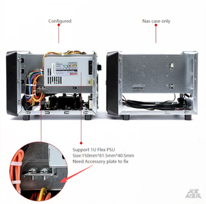 Boîtier de serveur NAS avec 4 baies Hotswap pour disques durs SATA/SAS, porte frontale et prise en charge de l'alimentation flexible - Product Image 4