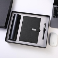 Ensemble cadeau de carnet en cuir A5 personnalisé pour entreprise, journal ligné à couverture rigide, stylo en céramique, boîte cadeau, affichage de la température LED
