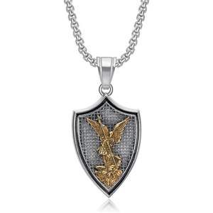 Hip Hop Saint Michael Archangel Shield Waterproof Tarnish Free Stainless Steel Fashion Jewelry <b>Pendants</b> <b>Necklaces</b> for Male <b>Man</b> - Product Image 1