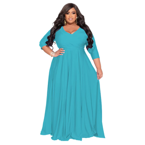 Abito da Sposa Lungo in Cotone 100% Crystal Plus-Size da Donna, Tinta Unita, Scollo a V, Sexy - Product Image 4