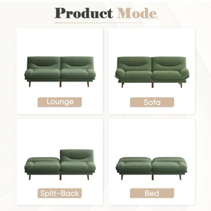 Canapé-lit futon, canapé deux places futon avec dossier et accoudoirs réglables, canapé-lit avec cadre en bois pour bureau et appartement - Product Image 3