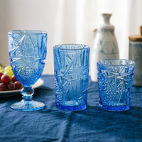 Verre à vin rouge haut de gamme vintage 320 ml, motif gaufré rétro européen, fait main, écologique, géométrique, pour les fêtes