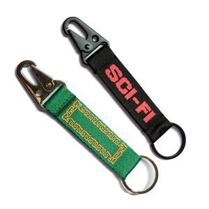 Manufacturer's Free Sample Custom Printed Short Fashion Keychain Woven Logo Jacquard Hook Promotional <strong>Cheap</strong> Customized Key <strong>Chain</strong> - Product Image 4