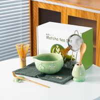 Ensemble de bols à matcha japonais de qualité supérieure, en céramique, avec bec verseur en forme de cœur, emballage en boîte colorée, cadeau pour les amateurs de thé
