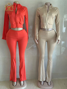 Setelan Wanita Dua Potong Kustom Atasan Kemeja Lengan Panjang Celana Panjang Setelan 2 Potong Kasual Setelan Jogger Dua Potong Pakaian Wanita Musim Gugur - Product Image 6