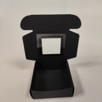 Coffret Cadeau Rigide en Papier Kraft Recyclé Noir Premium Vintage avec Fenêtre Transparente, Emballage d'Exposition Fait Main pour Supermarché