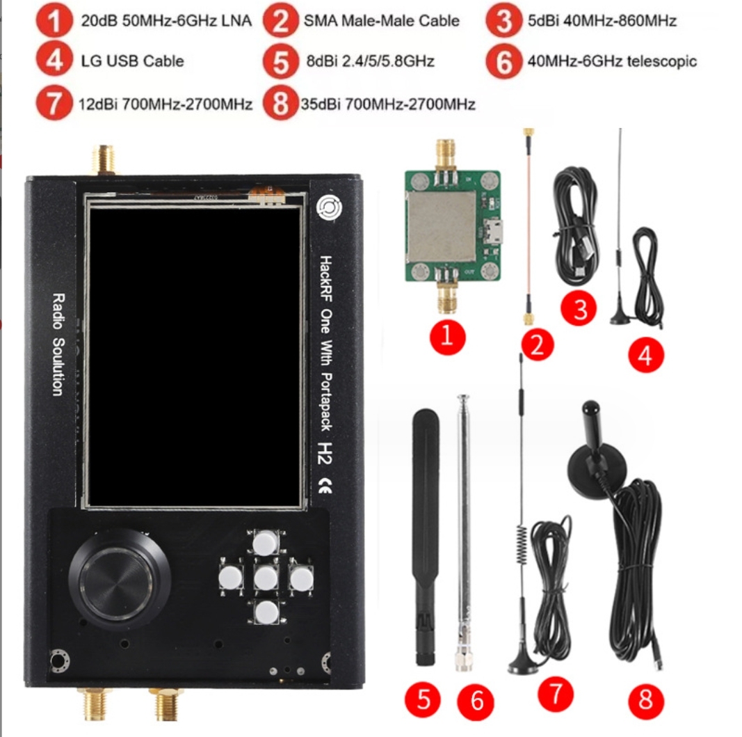 HackRF One Portapack H2 R9 V1.7.0 SDR無線機 1MHz-6GHz 組立済